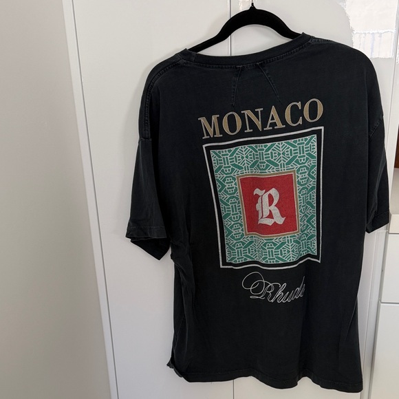 Rhude Black Short-Sleeve Tee with Red Logo Patch - Picture 2 of 3